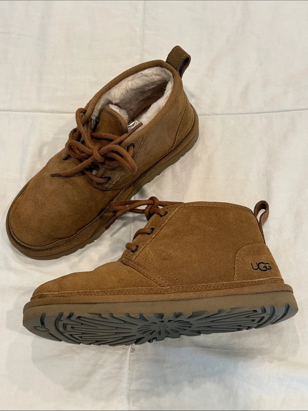 UGG Chestnut Suede Lace-Up Ankle Booties